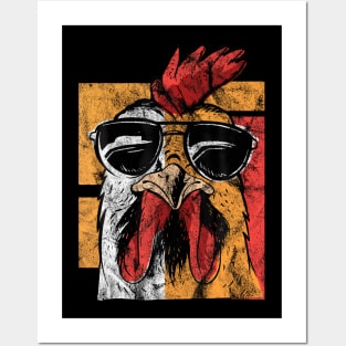 Cool Rooster Wearing Sunglasses Retro Vintage Chicken Posters and Art